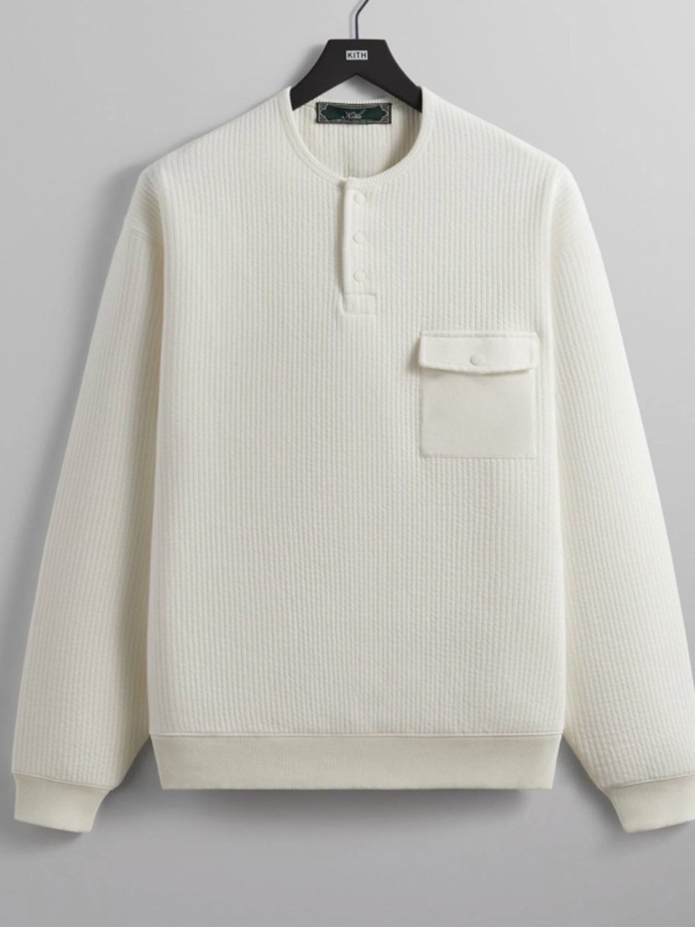 Kith Striped Interlock Samson Henley - White Cream - Medium